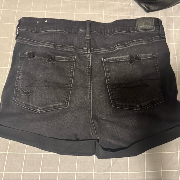 Distressed Black Wash Denim Shorts - Picture 2 of 3